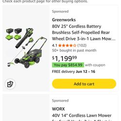 Greenworks Mower 3-1 Deal Combo 