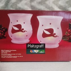 Pfaltzgraff Christmas Angel Mini Frosted Hurricane Candle Holder Gift