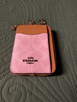 Coach Pink Card Case Wallet with Chain