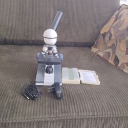 AM Scope M150-MS Compound Monocular Microscope with accessories 