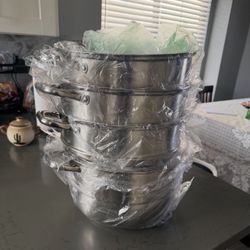 4 Tier  Stainless Steel Steamer Set Cookware Pot Saucepot Double Boiler