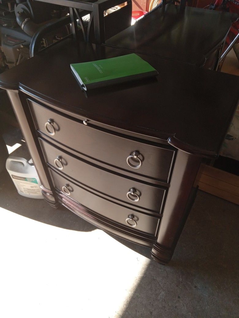 Real Wood Nightstands With Slide Out Table(2)