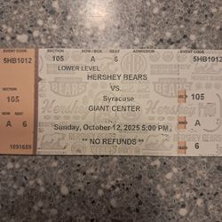 10-11 10-12 105 A 2 Hershey Bears Glass Seats