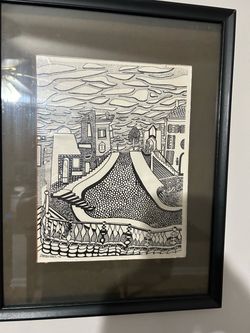 Carmichael '70 Framed Black & White Ink Drawing