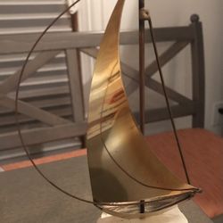 John DeMott Metal  Sailboat Sculpture  Signed 9”