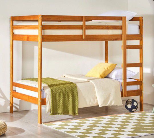 Twin Over Twin Indy Contemporary Solid Wood Bunk Bed(NEW In A Box)