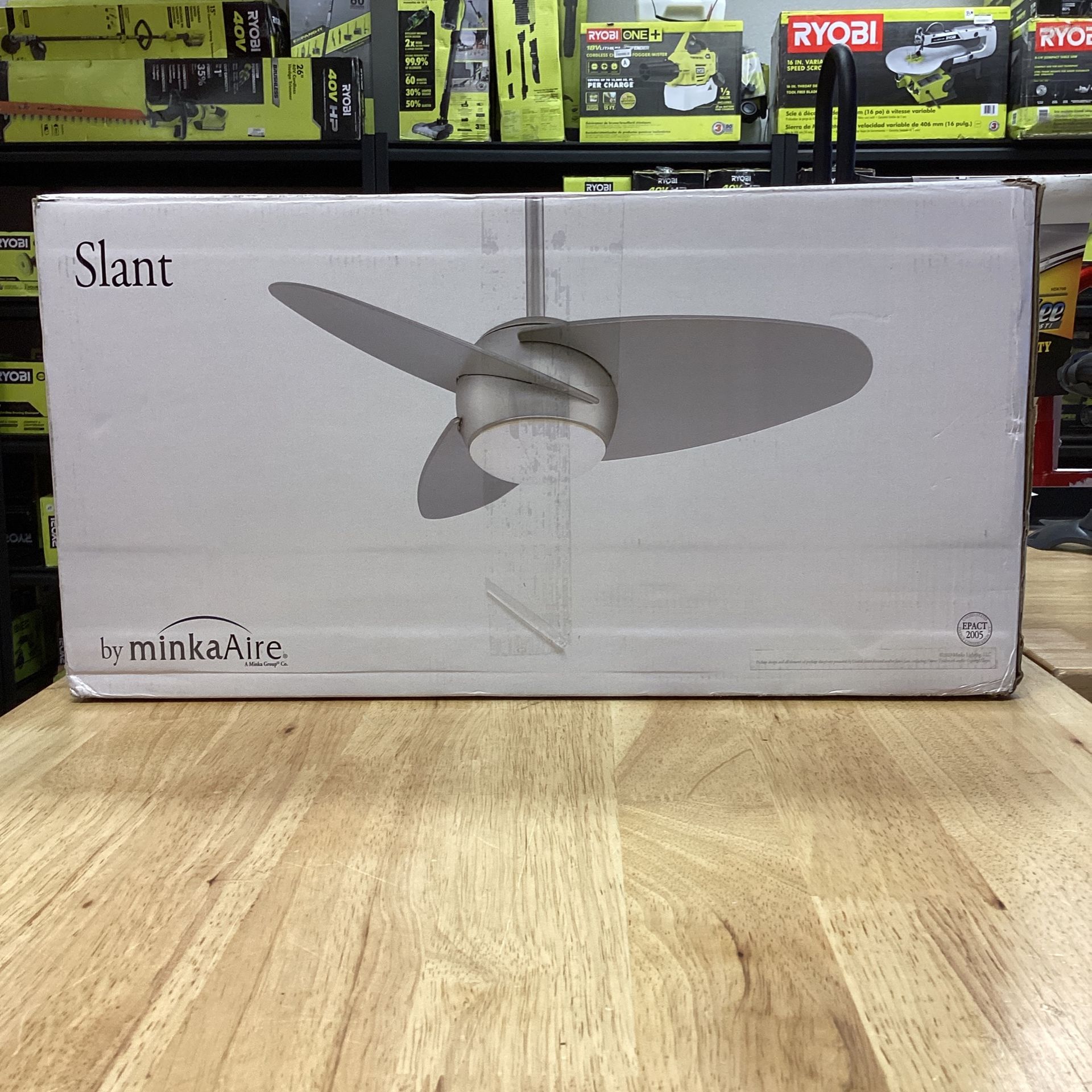 Minka-Aire Slant 36 in. Integrated LED Indoor White Ceiling Fan with Light with Remote Control