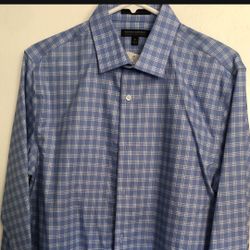 Banana Republic Men’s Dressy Shirt M/Camisa De Vestir Azul Con Blanco De Hombre