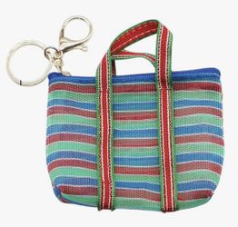 New 2026 Creative Funny Tote Coin Purse Key Chains For Women Her's Cute Stripe Fishing Net Bag Rings Backpack Pendant Accessories Jewelry Fashion Tren