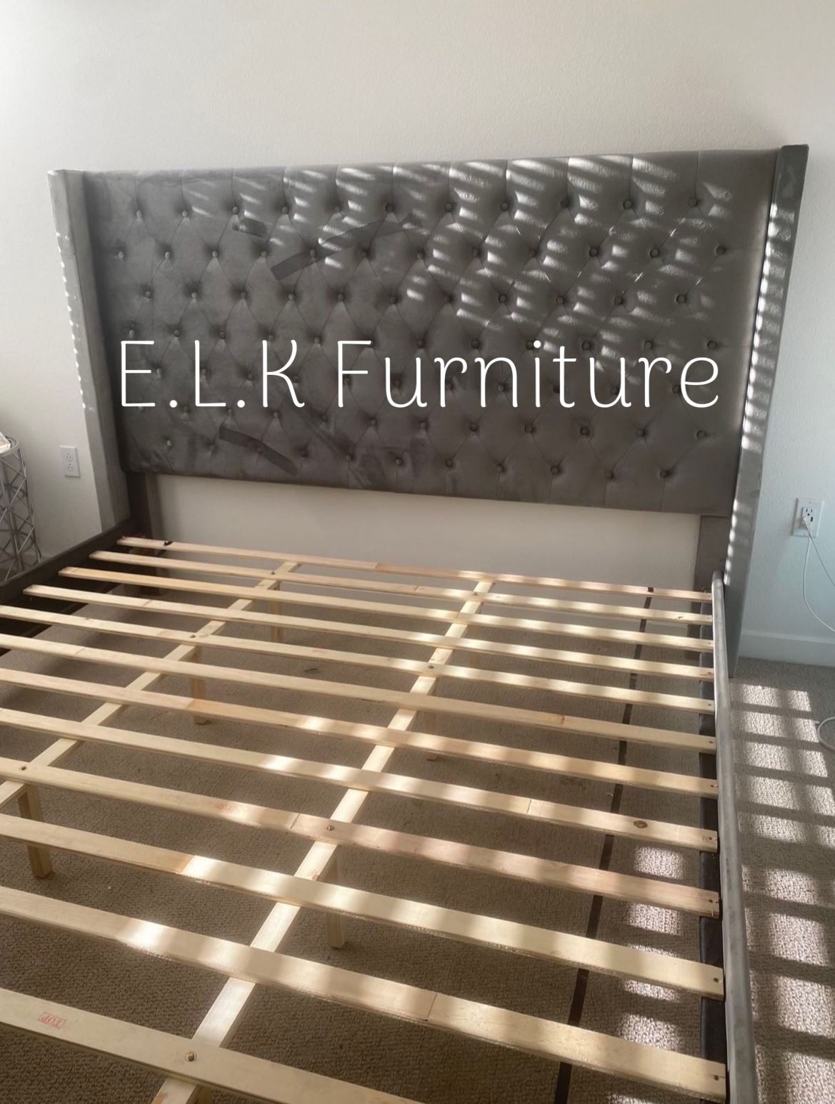 PLATFORM BED FRAME IN GRAY