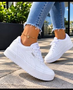 Puma White Platform Low-Top Sneakers