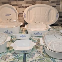 Vintage Corningware Blue Flower Set