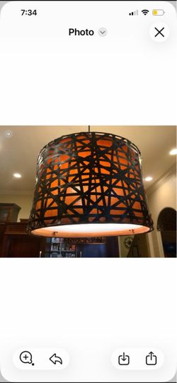 Drum Pendant Light with Geometric Shade