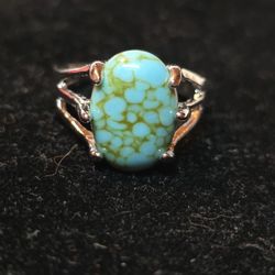 .925 Oblong Silver Turquoise Ring 