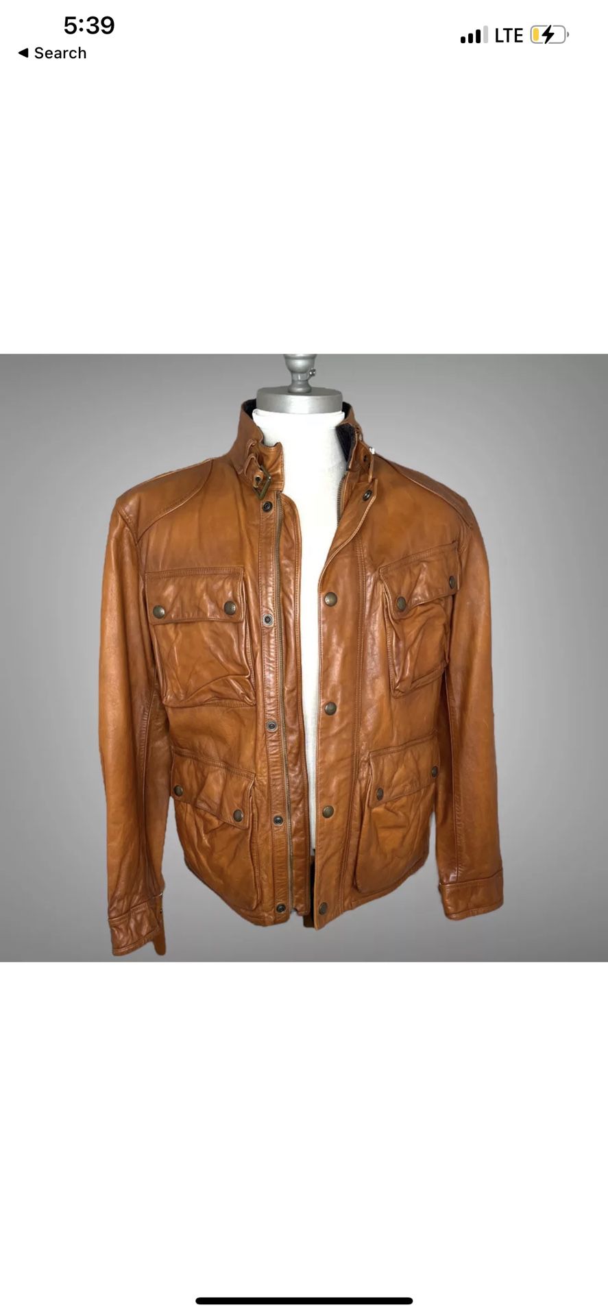 Authentic Ralph Lauren Southbury Leather Motorcycle Cafe Racer Jacket M