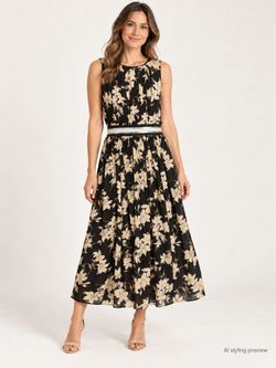 MADAME Black Floral Sleeveless Dress – XL