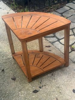 Wood Corner Side Table with Bottom Shelf