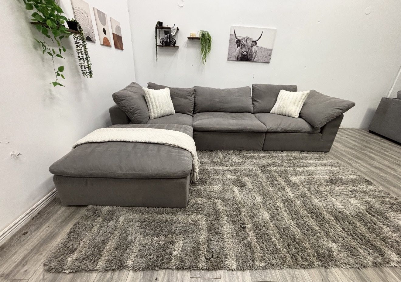 Grey Cloud Sectional Couch - Free Delivery 