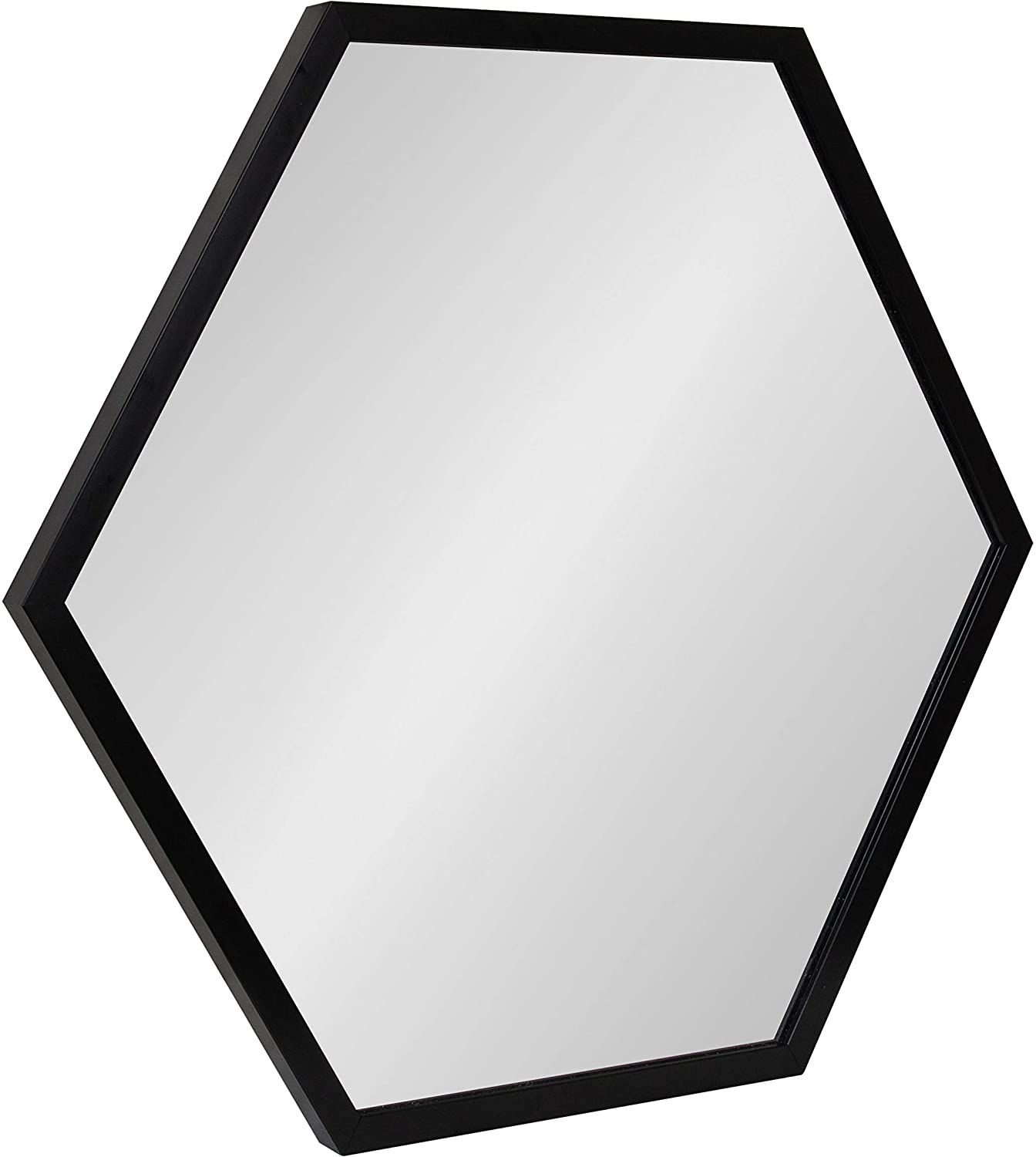 Modern Hexagon Framed Wall Mirror, 14x15, Black, Geometric Wall Decor
