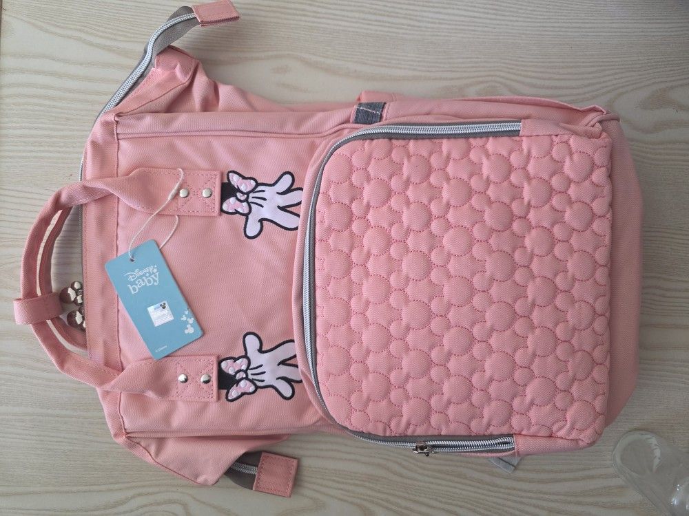 Disney Minnie Mouse Hands Daiper Bag New with Bottle Warmer