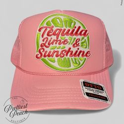 New! “ Tequila Lime & Sunshine” Pink Trucker Hat