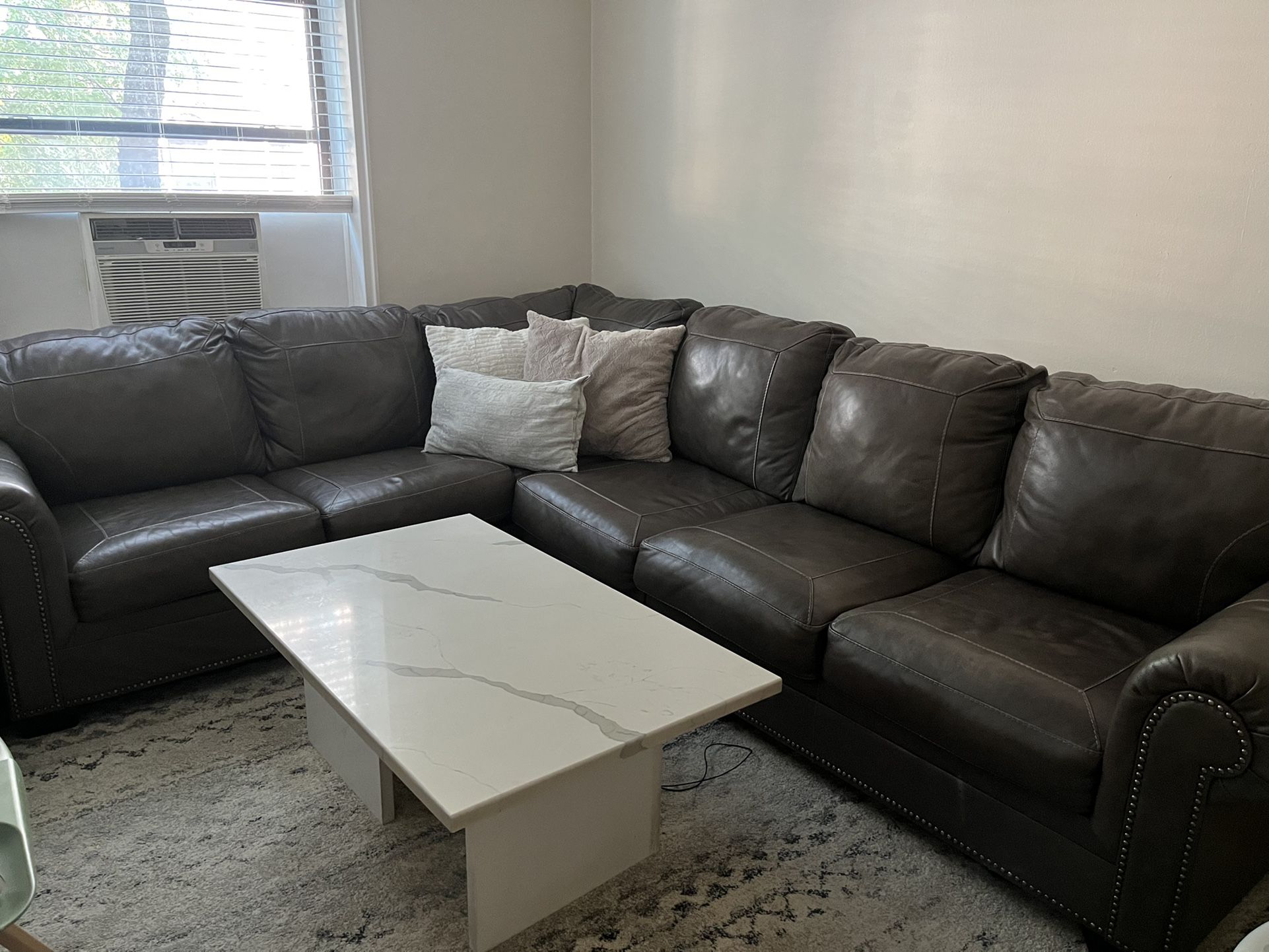 Large Sectional And Marble Table 