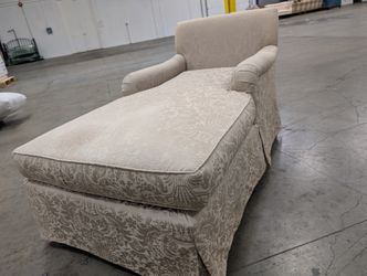 WAREHOUSE SALE Elegant Oversized Armchair with Matching Ottoman – Neutral Damask