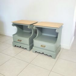 Solid Wood Sage Green End Tables/Side Tables/Nightstands