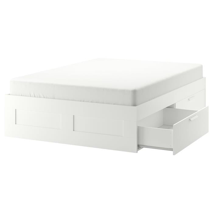 IKEA BRIMNES King Bed Frame with Storage – White