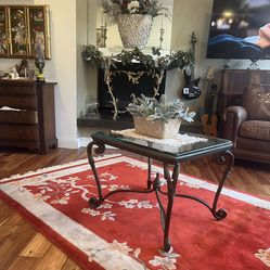 Bukhara Chinese wool rug  red and floral motif.