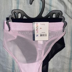 Joyspun Women's Space and Mesh Thong Panties, 2-Pack, Size XS