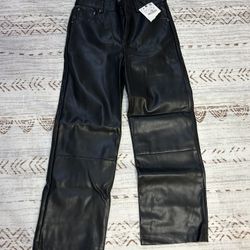 Zara Black Pleather Pants Kids Size 11-12