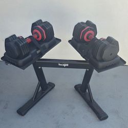 YES4ALL 110 POUNDS DUMBBELLS WITH ORIGINAL RACKET 