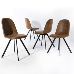 Homy Casa SUNFLOWER 4PC Suede Brown Swivel Dining Chairs for Dining Room Open Box