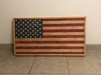 Hand made custom wood American flags