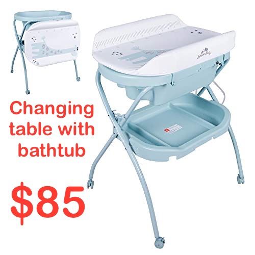 Newborn Infant Bathtub Baby Bathinette Folding Changing Table Baby Diaper Station with Bath Tub