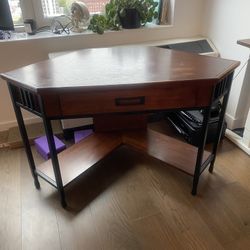 Oak And Black Desk