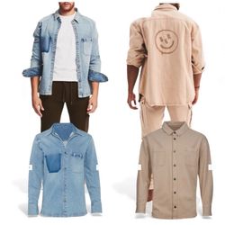 SER.O.YA Designer Shacket Bundle (2Items) - Size large Denim & Fawn - NWT