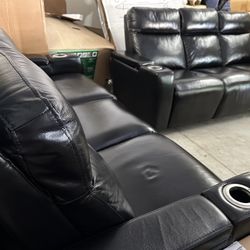 New Renaissance leather power reclining sofa with drop down table   Retails for $1,699.99 EACH I’m selling the pair for $1,100  PLEASE READ!!! When th