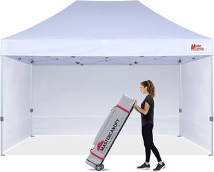 2290c $180 MASTERCANOPY Heavy Duty Pop-up Canopy Tent with Sidewalls (10x15,White)  Used once; the packaging on the side hasn't been removed yet.  Str