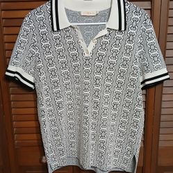 Tory Burch SIze Large Woman's Gemini Link Shirt  in Ivory/Black