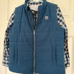 Calvin Klein Boys Long Sleeve button up top shirt with Vest