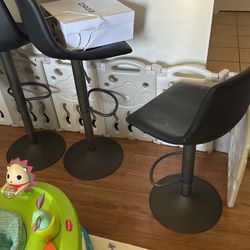 3 Black Bar Chairs For Sale