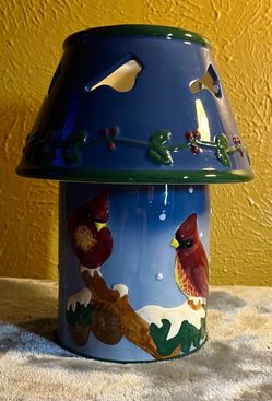 Vintage Ceramic Cardinal Candle Lamp / Tea Light Holder