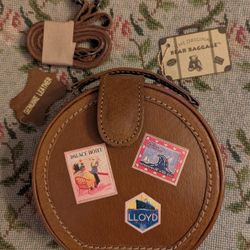 Bear baggage Round miniature Leather Luggage Toy With Strap