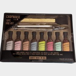Chophouse BBQ Sauce 10 Pc Gift Set Gourmet BBQ Sauces + Stainless Steel Tongs & Basting Brush – Sweet, Spicy & Smoky Flavors for Grillin