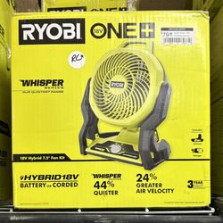 Ryobi Whisper Series 18V Hybrid 7.5" Fan Kit (used like new)