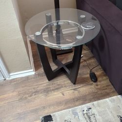 Glass Round End Tables (2)