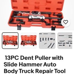 13pc dent puller with slide hammer auto body truck repair tool kit set heavy 