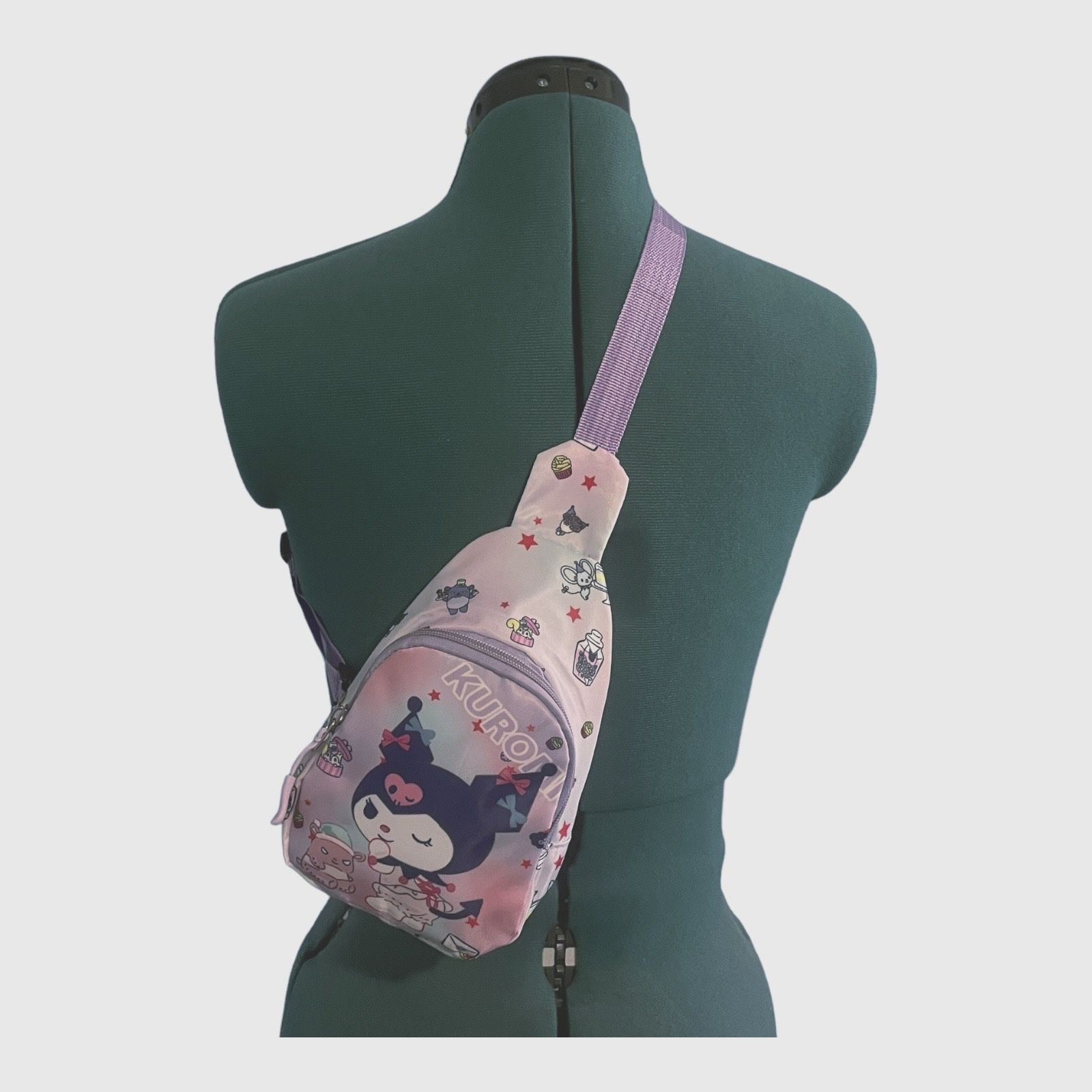 Kuromi Sling Backpack Toddler Sized  Adjustable Hello Kitty NIP